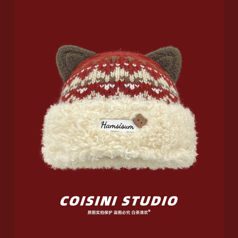 Women‘s Beanie Hat with Cute C - огляд і ціна Beanie Cuffed Knit