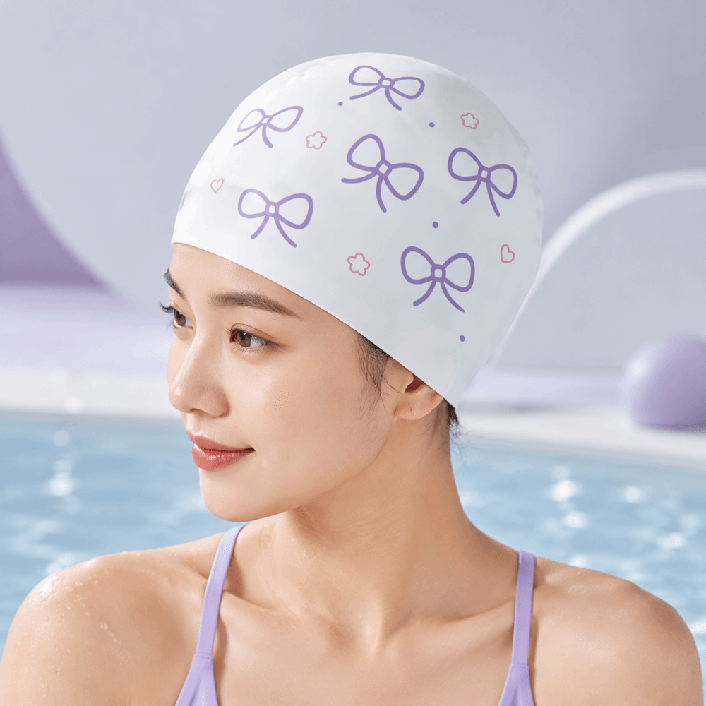 Creative Bow Print Swimming Ha - огляд і ціна Swim Hat Silicone