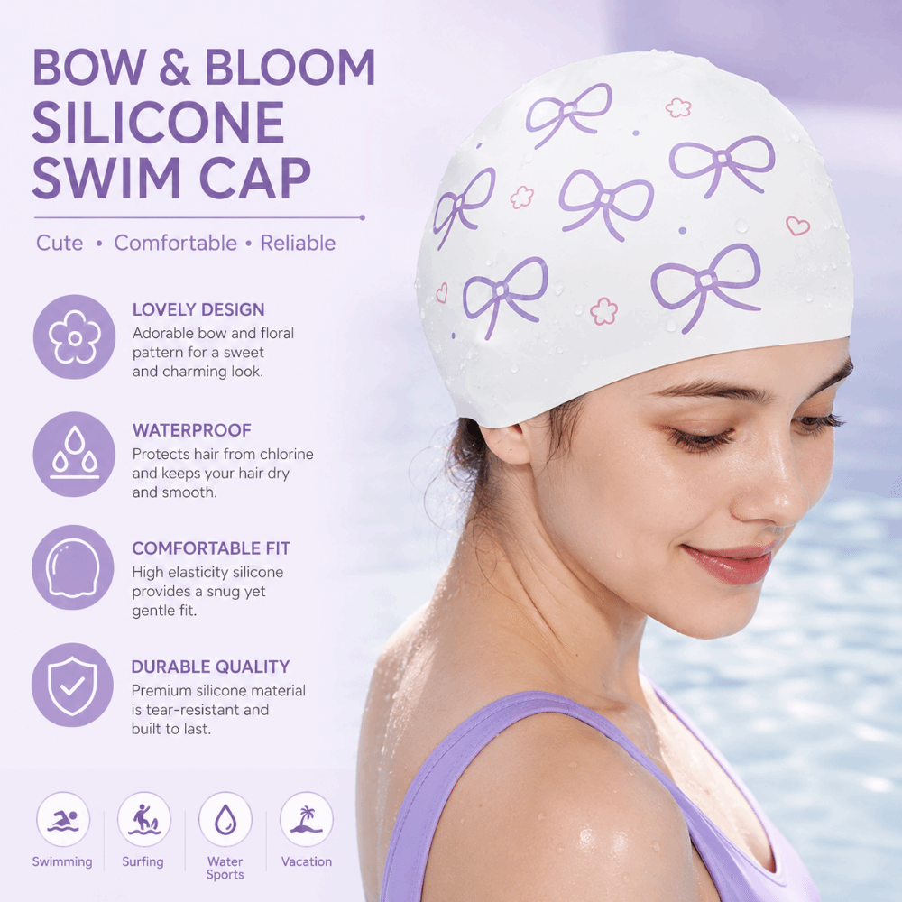 Creative Bow Print Swimming Ha - огляд і ціна Swim Hat Silicone